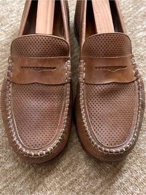 Martin Dingman Perforated Leather Penny Loafers